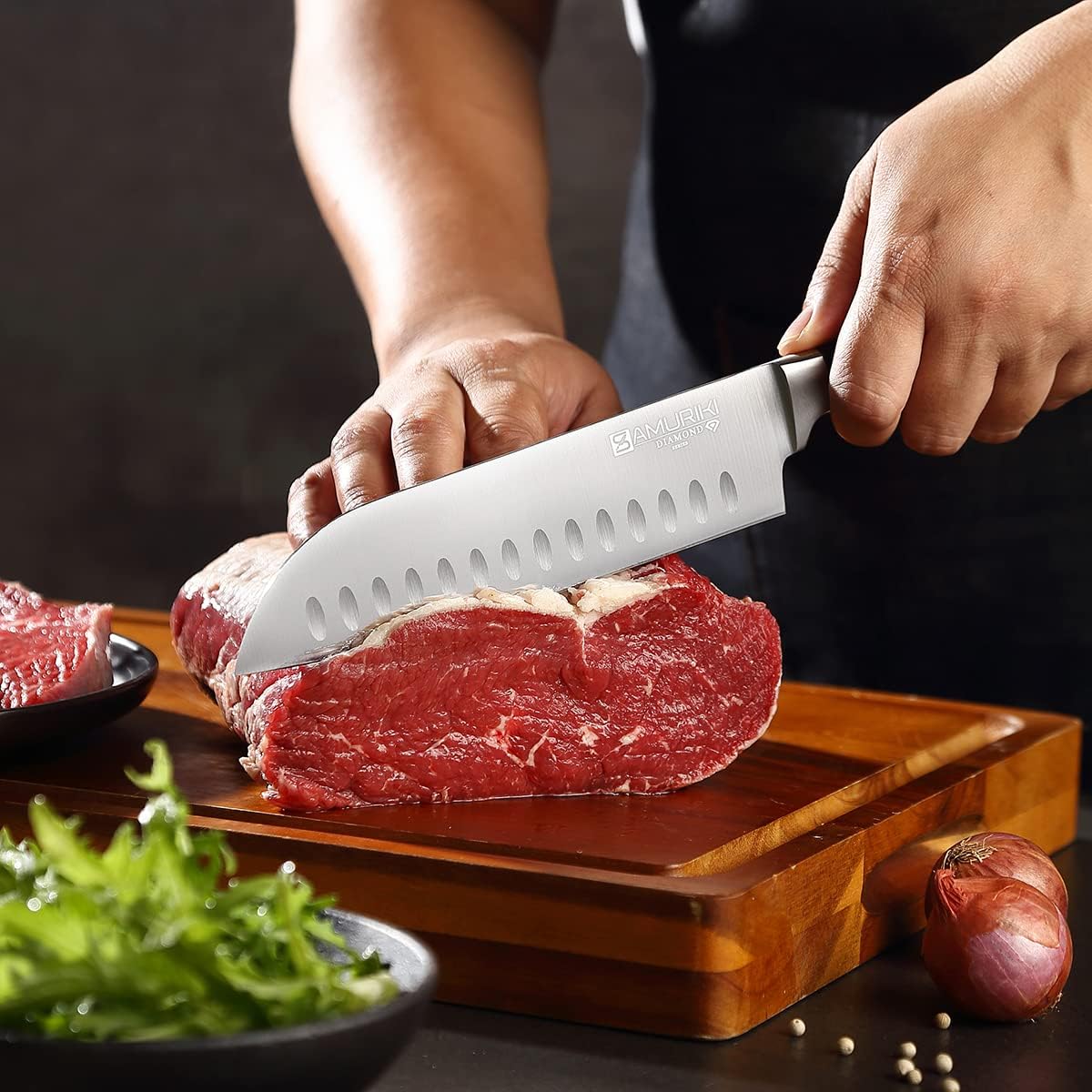 Brisket Knife - Ultimate 12-inch Carving Knives, Slicing Knives with Granton Edge Designed for Briskets, Roasts, Meat, BBQ, etc. (Slicing Knive 12")