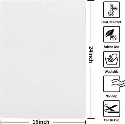 Silicone Mats for Kitchen Counter Thicker Extra Large Heat Resistant Mats Countertop Protector Liners for Bottom of Oven Air Fryer Coffee Maker, 24" x 16" x 2 mm, Translucent