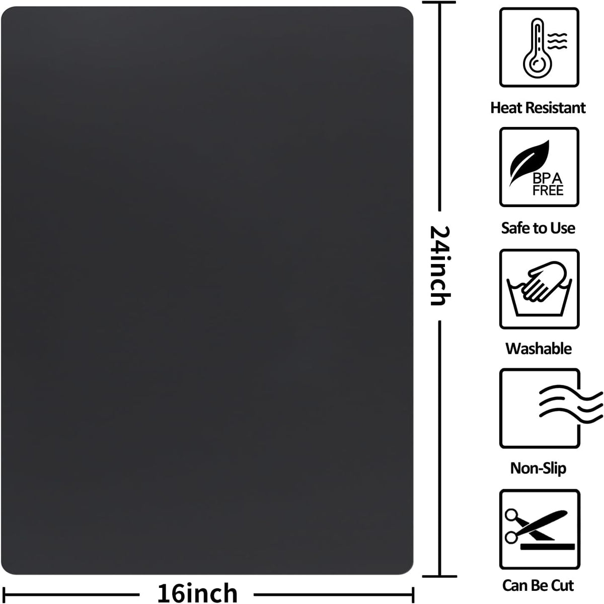 Silicone Mats for Kitchen Counter Thicker Extra Large Heat Resistant Mats Countertop Protector Liners for Bottom of Oven Air Fryer Coffee Maker, 24" x 16" x 2 mm, Translucent