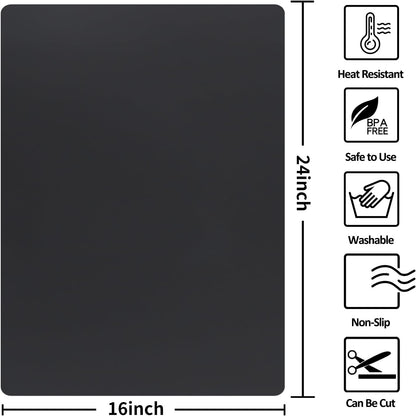 Silicone Mats for Kitchen Counter Thicker Extra Large Heat Resistant Mats Countertop Protector Liners for Bottom of Oven Air Fryer Coffee Maker, 24" x 16" x 2 mm, Translucent