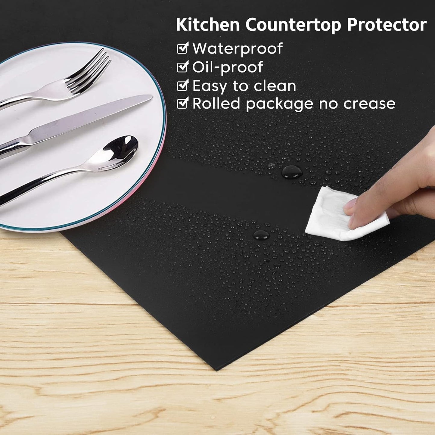 Silicone Mats for Kitchen Counter Thicker Extra Large Heat Resistant Mats Countertop Protector Liners for Bottom of Oven Air Fryer Coffee Maker, 24" x 16" x 2 mm, Translucent