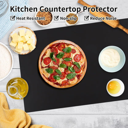 Silicone Mats for Kitchen Counter Thicker Extra Large Heat Resistant Mats Countertop Protector Liners for Bottom of Oven Air Fryer Coffee Maker, 24" x 16" x 2 mm, Translucent