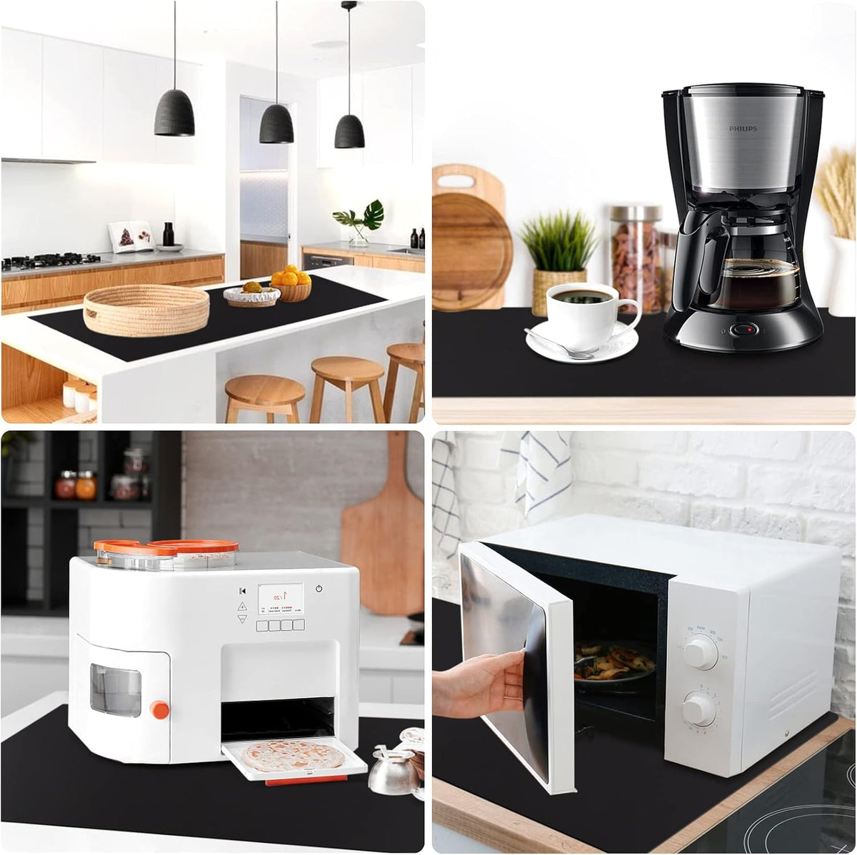 Silicone Mats for Kitchen Counter Thicker Extra Large Heat Resistant Mats Countertop Protector Liners for Bottom of Oven Air Fryer Coffee Maker, 24" x 16" x 2 mm, Translucent