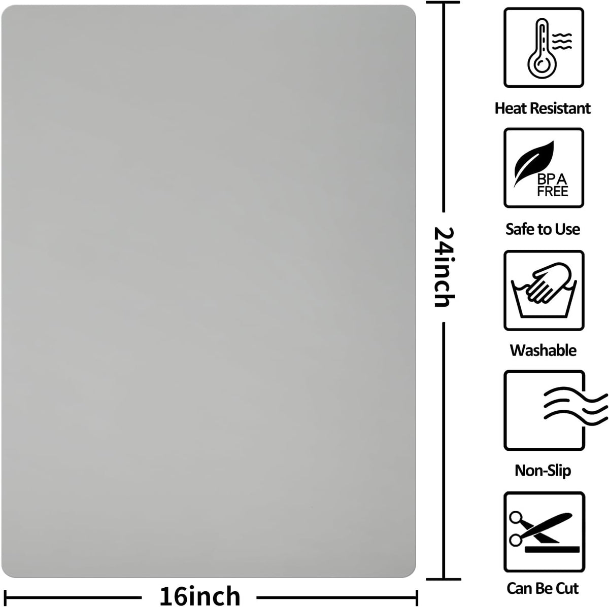 Silicone Mats for Kitchen Counter Thicker Extra Large Heat Resistant Mats Countertop Protector Liners for Bottom of Oven Air Fryer Coffee Maker, 24" x 16" x 2 mm, Translucent