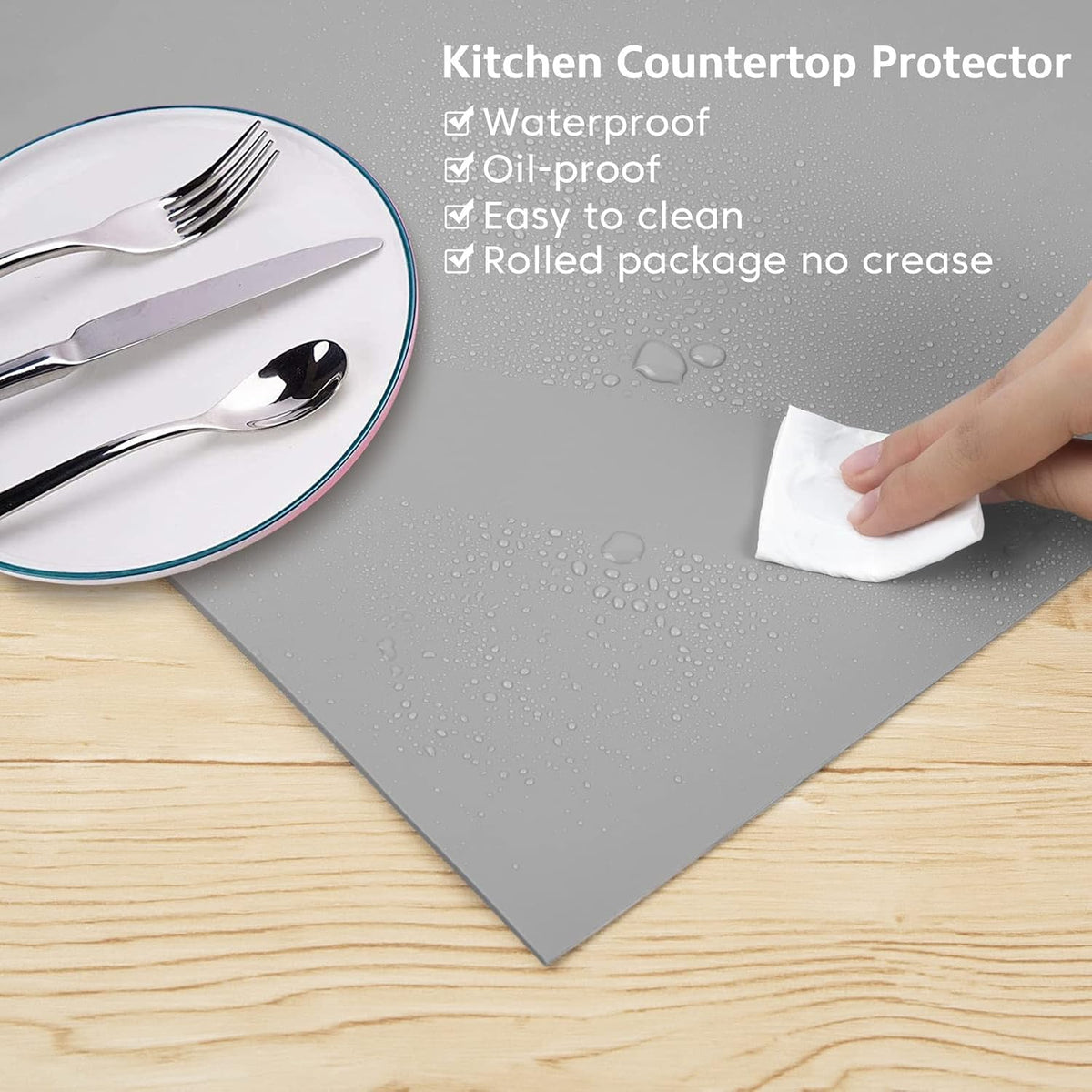 Silicone Mats for Kitchen Counter Thicker Extra Large Heat Resistant Mats Countertop Protector Liners for Bottom of Oven Air Fryer Coffee Maker, 24" x 16" x 2 mm, Translucent