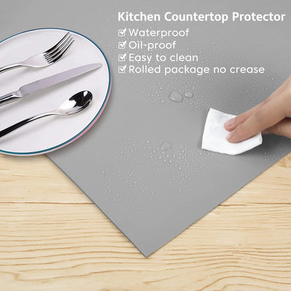 Silicone Mats for Kitchen Counter Thicker Extra Large Heat Resistant Mats Countertop Protector Liners for Bottom of Oven Air Fryer Coffee Maker, 24" x 16" x 2 mm, Translucent