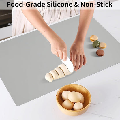 Silicone Mats for Kitchen Counter Thicker Extra Large Heat Resistant Mats Countertop Protector Liners for Bottom of Oven Air Fryer Coffee Maker, 24" x 16" x 2 mm, Translucent