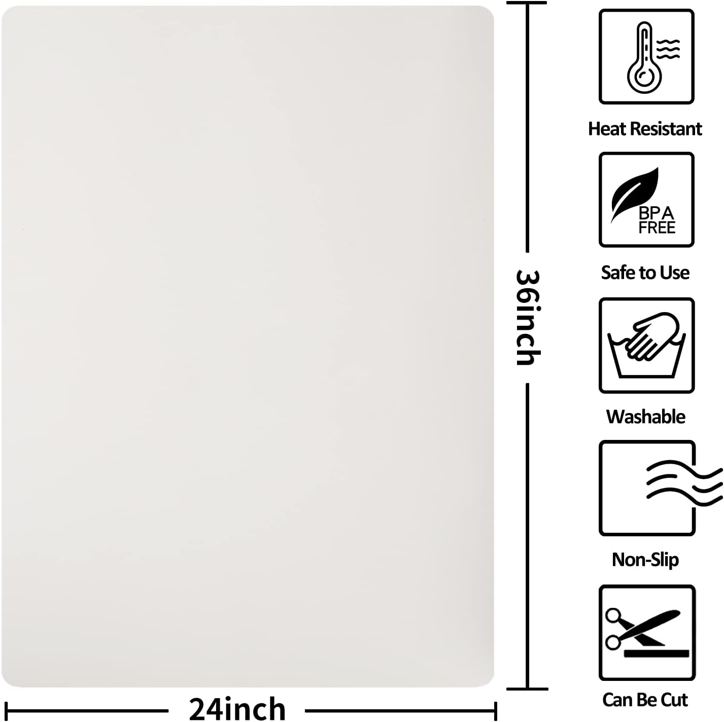 Silicone Mats for Kitchen Counter Thicker Extra Large Heat Resistant Mats Countertop Protector Liners for Bottom of Oven Air Fryer Coffee Maker, 24" x 16" x 2 mm, Translucent