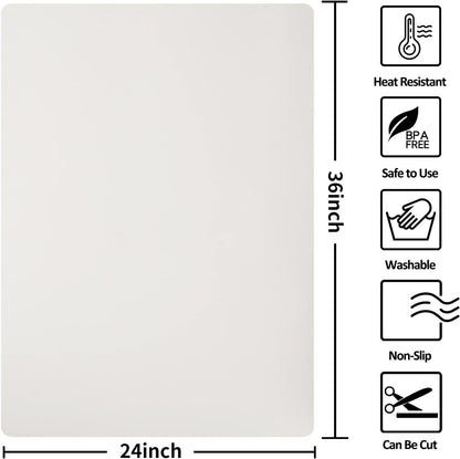 Silicone Mats for Kitchen Counter Thicker Extra Large Heat Resistant Mats Countertop Protector Liners for Bottom of Oven Air Fryer Coffee Maker, 24" x 16" x 2 mm, Translucent