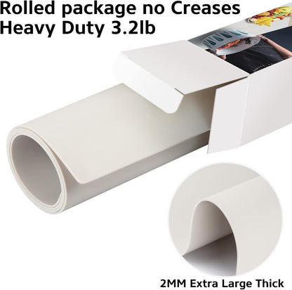 Silicone Mats for Kitchen Counter Thicker Extra Large Heat Resistant Mats Countertop Protector Liners for Bottom of Oven Air Fryer Coffee Maker, 24" x 16" x 2 mm, Translucent