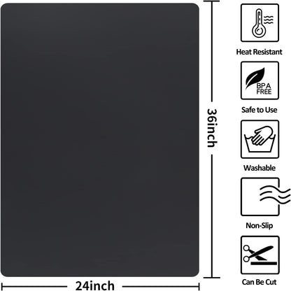 Silicone Mats for Kitchen Counter Thicker Extra Large Heat Resistant Mats Countertop Protector Liners for Bottom of Oven Air Fryer Coffee Maker, 24" x 16" x 2 mm, Translucent
