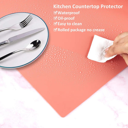 Silicone Mats for Kitchen Counter Thicker Extra Large Heat Resistant Mats Countertop Protector Liners for Bottom of Oven Air Fryer Coffee Maker, 24" x 16" x 2 mm, Translucent