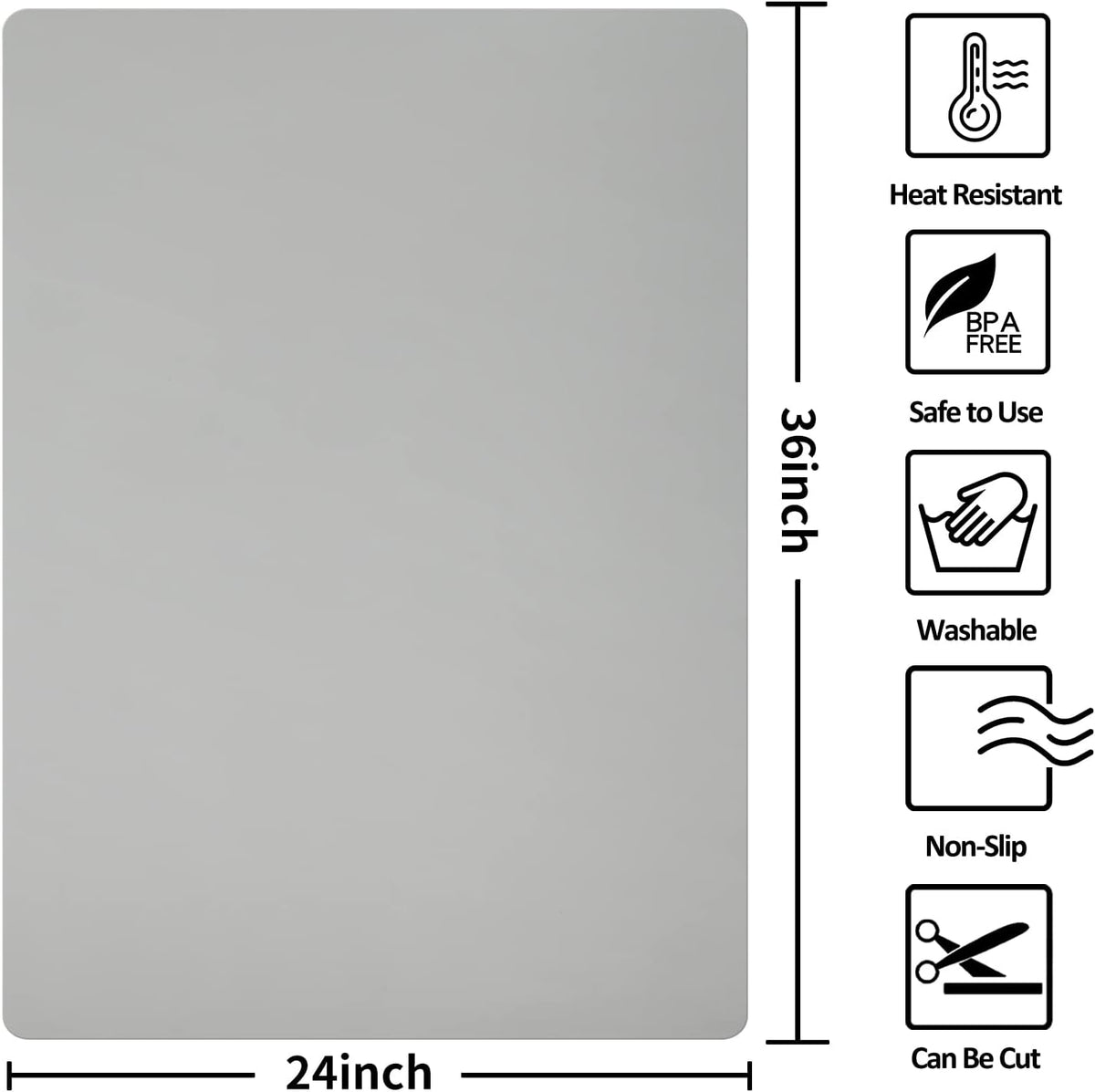 Silicone Mats for Kitchen Counter Thicker Extra Large Heat Resistant Mats Countertop Protector Liners for Bottom of Oven Air Fryer Coffee Maker, 24" x 16" x 2 mm, Translucent