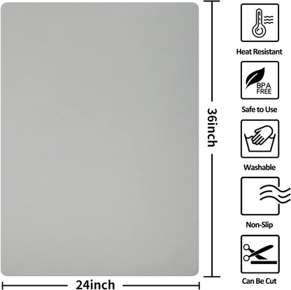 Silicone Mats for Kitchen Counter Thicker Extra Large Heat Resistant Mats Countertop Protector Liners for Bottom of Oven Air Fryer Coffee Maker, 24" x 16" x 2 mm, Translucent