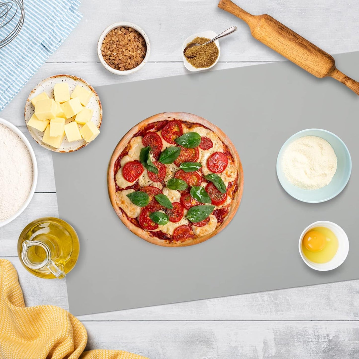 Silicone Mats for Kitchen Counter Thicker Extra Large Heat Resistant Mats Countertop Protector Liners for Bottom of Oven Air Fryer Coffee Maker, 24" x 16" x 2 mm, Translucent