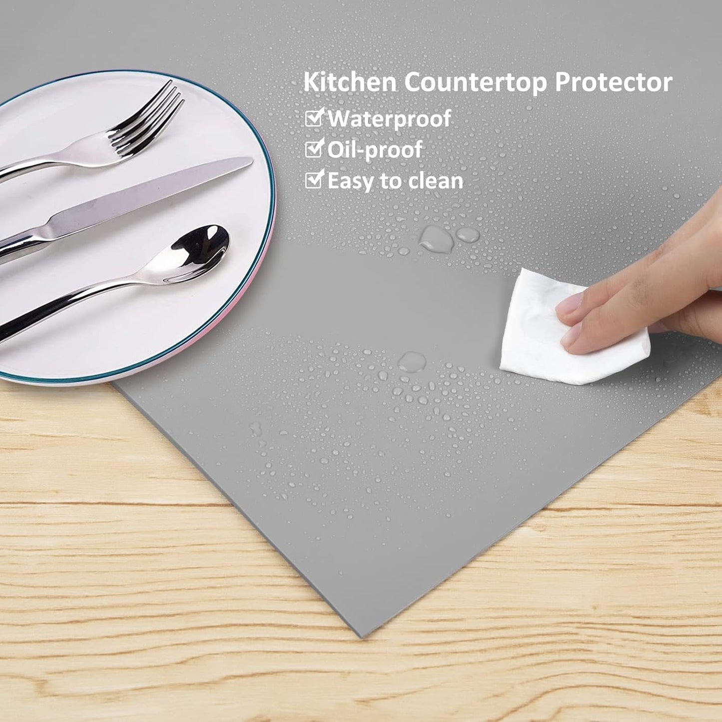 Silicone Mats for Kitchen Counter Thicker Extra Large Heat Resistant Mats Countertop Protector Liners for Bottom of Oven Air Fryer Coffee Maker, 24" x 16" x 2 mm, Translucent