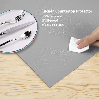 Silicone Mats for Kitchen Counter Thicker Extra Large Heat Resistant Mats Countertop Protector Liners for Bottom of Oven Air Fryer Coffee Maker, 24" x 16" x 2 mm, Translucent