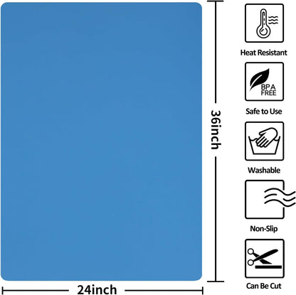 Silicone Mats for Kitchen Counter Thicker Extra Large Heat Resistant Mats Countertop Protector Liners for Bottom of Oven Air Fryer Coffee Maker, 24" x 16" x 2 mm, Translucent