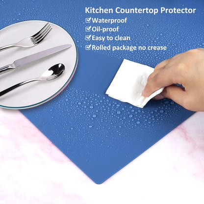 Silicone Mats for Kitchen Counter Thicker Extra Large Heat Resistant Mats Countertop Protector Liners for Bottom of Oven Air Fryer Coffee Maker, 24" x 16" x 2 mm, Translucent