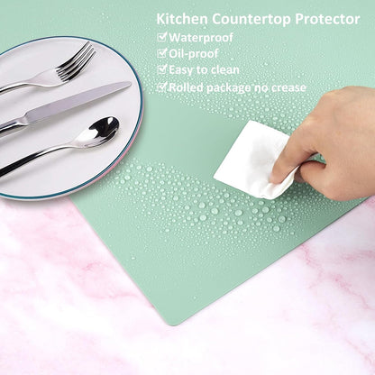 Silicone Mats for Kitchen Counter Thicker Extra Large Heat Resistant Mats Countertop Protector Liners for Bottom of Oven Air Fryer Coffee Maker, 24" x 16" x 2 mm, Translucent