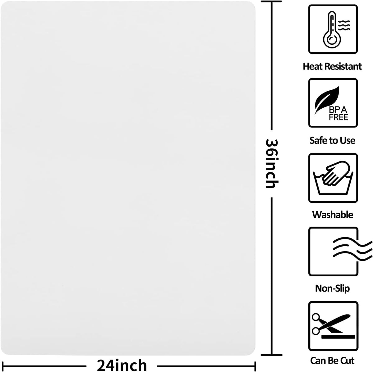 Silicone Mats for Kitchen Counter Thicker Extra Large Heat Resistant Mats Countertop Protector Liners for Bottom of Oven Air Fryer Coffee Maker, 24" x 16" x 2 mm, Translucent