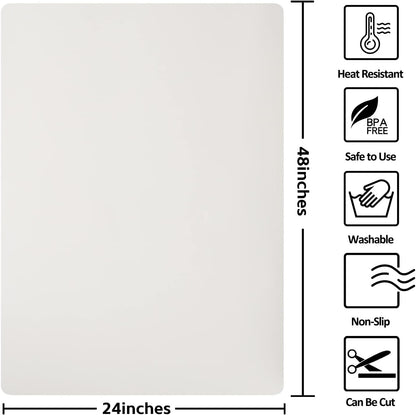 Silicone Mats for Kitchen Counter Thicker Extra Large Heat Resistant Mats Countertop Protector Liners for Bottom of Oven Air Fryer Coffee Maker, 24" x 16" x 2 mm, Translucent