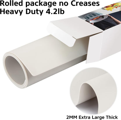 Silicone Mats for Kitchen Counter Thicker Extra Large Heat Resistant Mats Countertop Protector Liners for Bottom of Oven Air Fryer Coffee Maker, 24" x 16" x 2 mm, Translucent