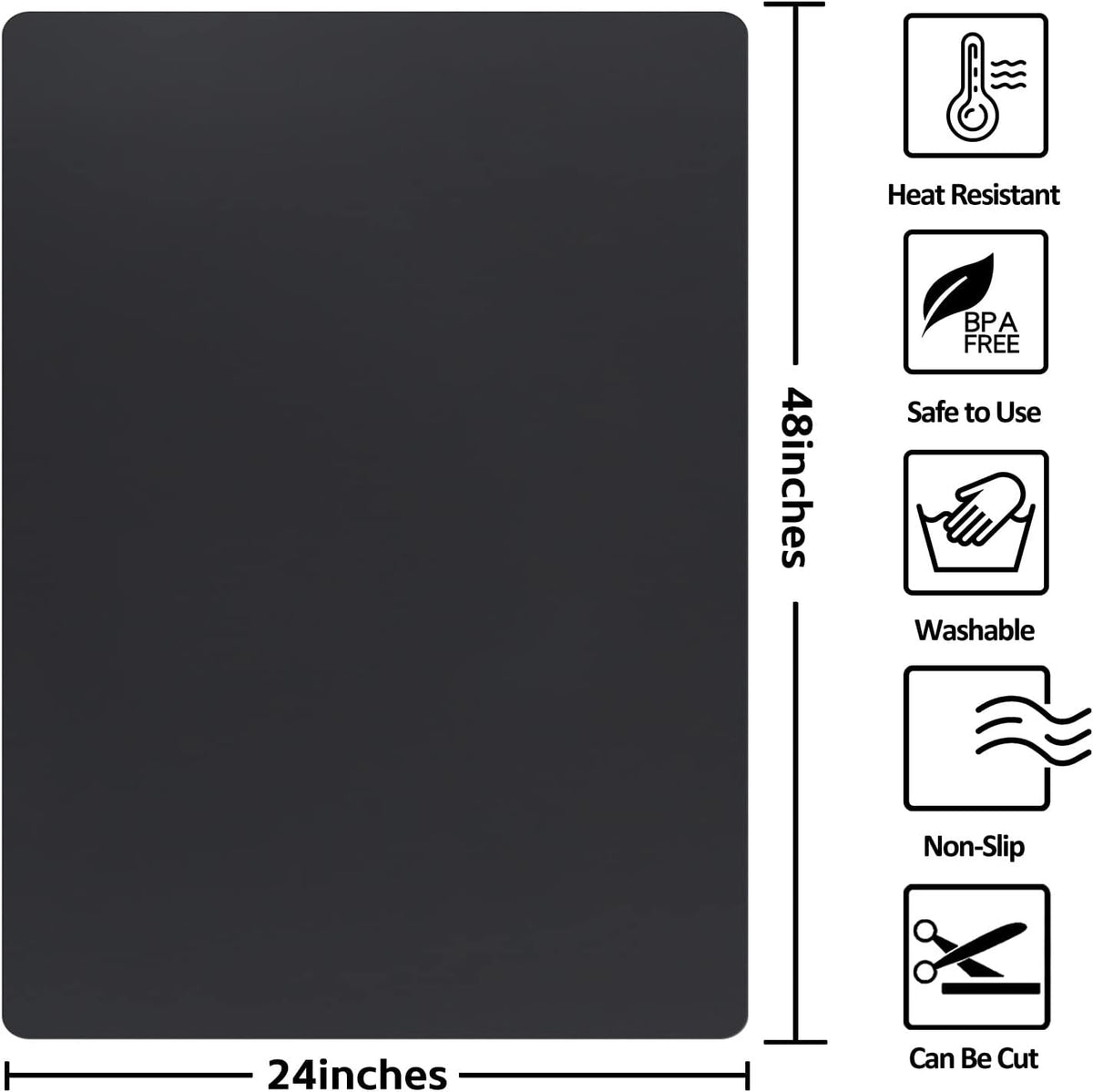 Silicone Mats for Kitchen Counter Thicker Extra Large Heat Resistant Mats Countertop Protector Liners for Bottom of Oven Air Fryer Coffee Maker, 24" x 16" x 2 mm, Translucent