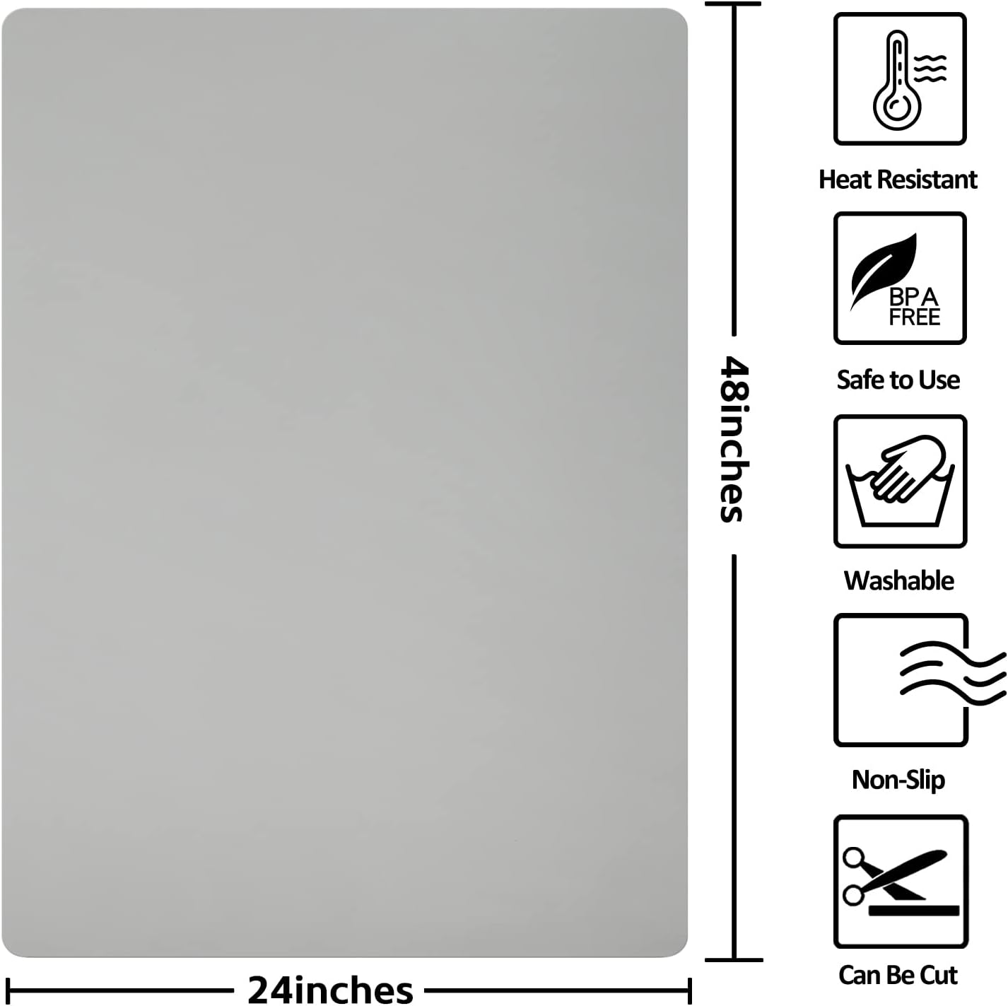Silicone Mats for Kitchen Counter Thicker Extra Large Heat Resistant Mats Countertop Protector Liners for Bottom of Oven Air Fryer Coffee Maker, 24" x 16" x 2 mm, Translucent