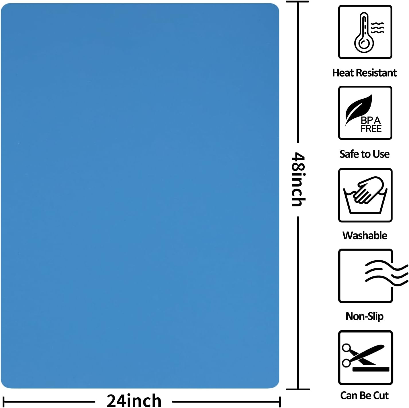 Silicone Mats for Kitchen Counter Thicker Extra Large Heat Resistant Mats Countertop Protector Liners for Bottom of Oven Air Fryer Coffee Maker, 24" x 16" x 2 mm, Translucent