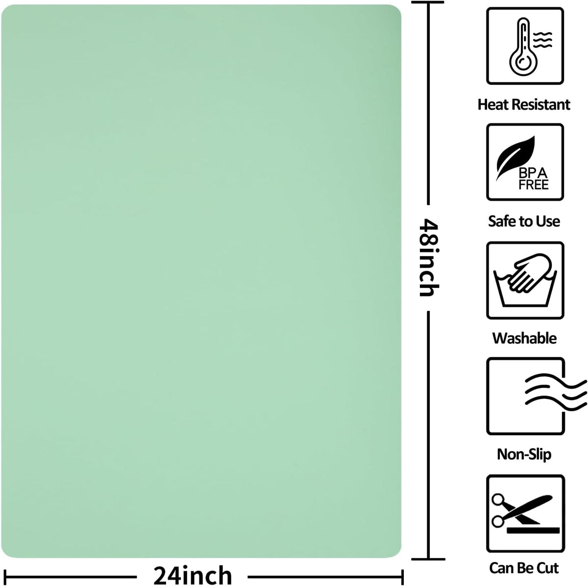 Silicone Mats for Kitchen Counter Thicker Extra Large Heat Resistant Mats Countertop Protector Liners for Bottom of Oven Air Fryer Coffee Maker, 24" x 16" x 2 mm, Translucent