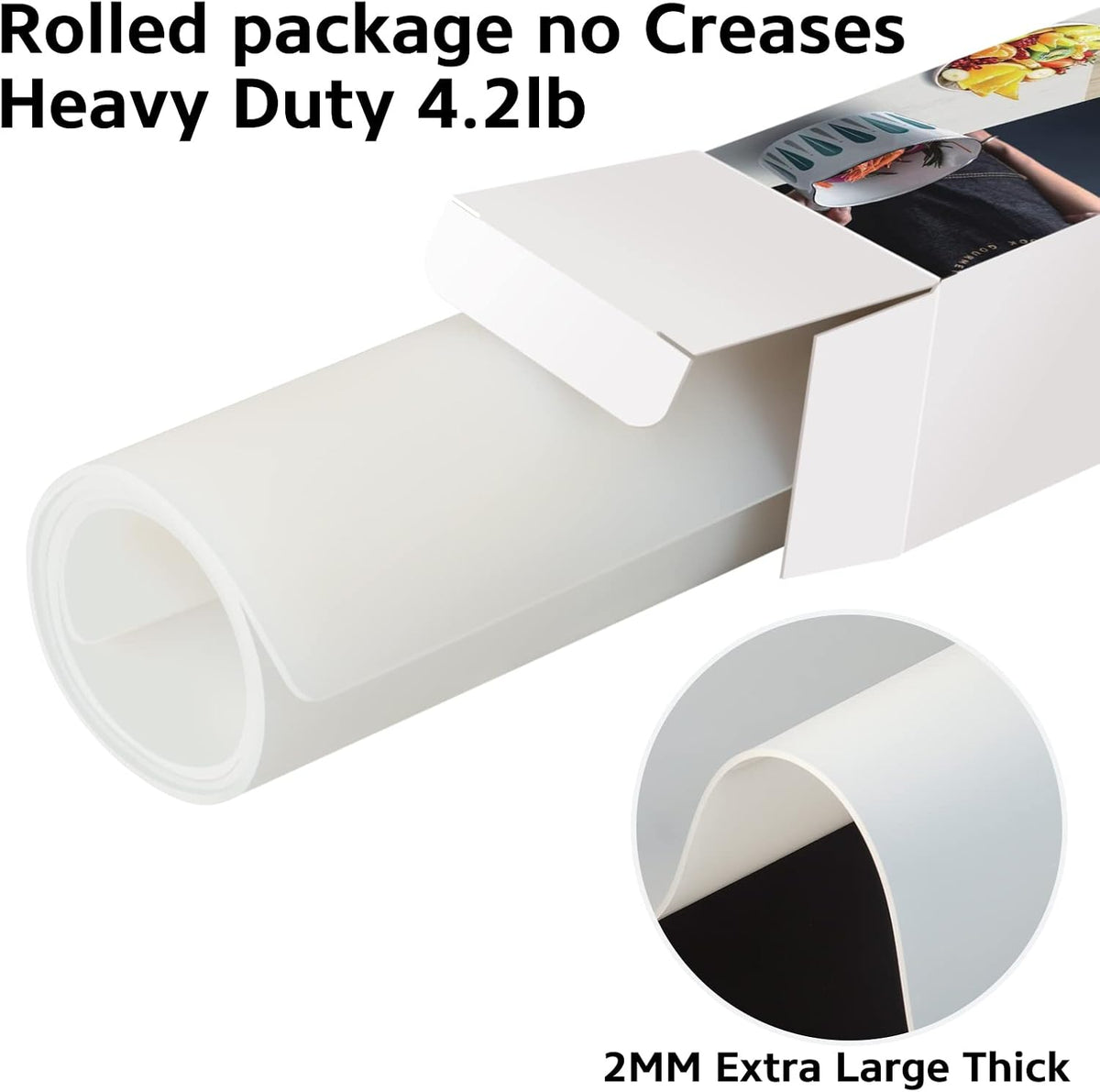 Silicone Mats for Kitchen Counter Thicker Extra Large Heat Resistant Mats Countertop Protector Liners for Bottom of Oven Air Fryer Coffee Maker, 24" x 16" x 2 mm, Translucent
