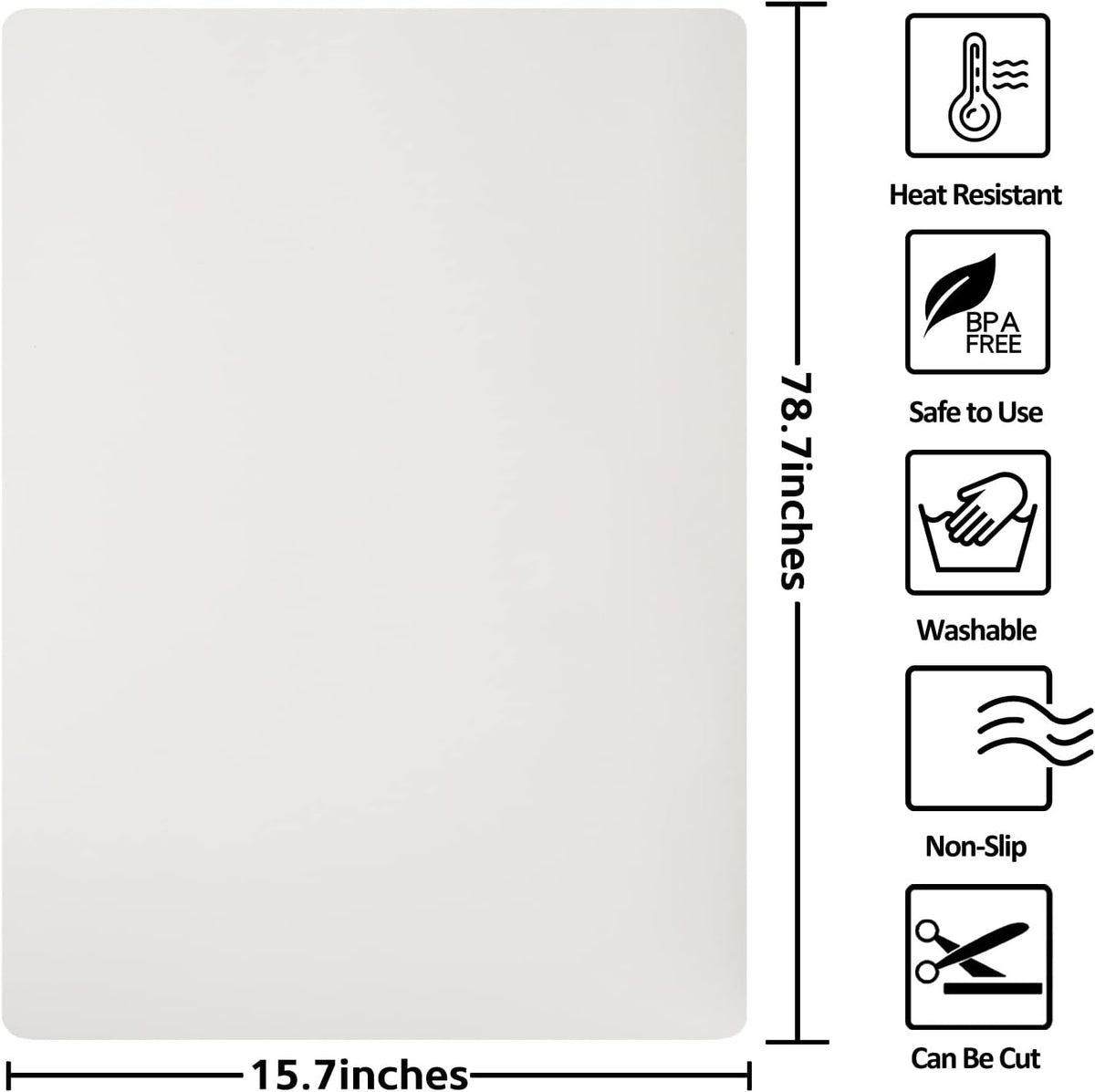 Silicone Mats for Kitchen Counter Thicker Extra Large Heat Resistant Mats Countertop Protector Liners for Bottom of Oven Air Fryer Coffee Maker, 24" x 16" x 2 mm, Translucent