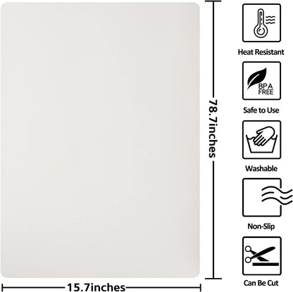 Silicone Mats for Kitchen Counter Thicker Extra Large Heat Resistant Mats Countertop Protector Liners for Bottom of Oven Air Fryer Coffee Maker, 24" x 16" x 2 mm, Translucent