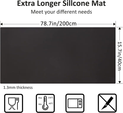 Silicone Mats for Kitchen Counter Thicker Extra Large Heat Resistant Mats Countertop Protector Liners for Bottom of Oven Air Fryer Coffee Maker, 24" x 16" x 2 mm, Translucent
