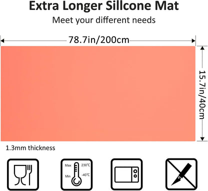 Silicone Mats for Kitchen Counter Thicker Extra Large Heat Resistant Mats Countertop Protector Liners for Bottom of Oven Air Fryer Coffee Maker, 24" x 16" x 2 mm, Translucent