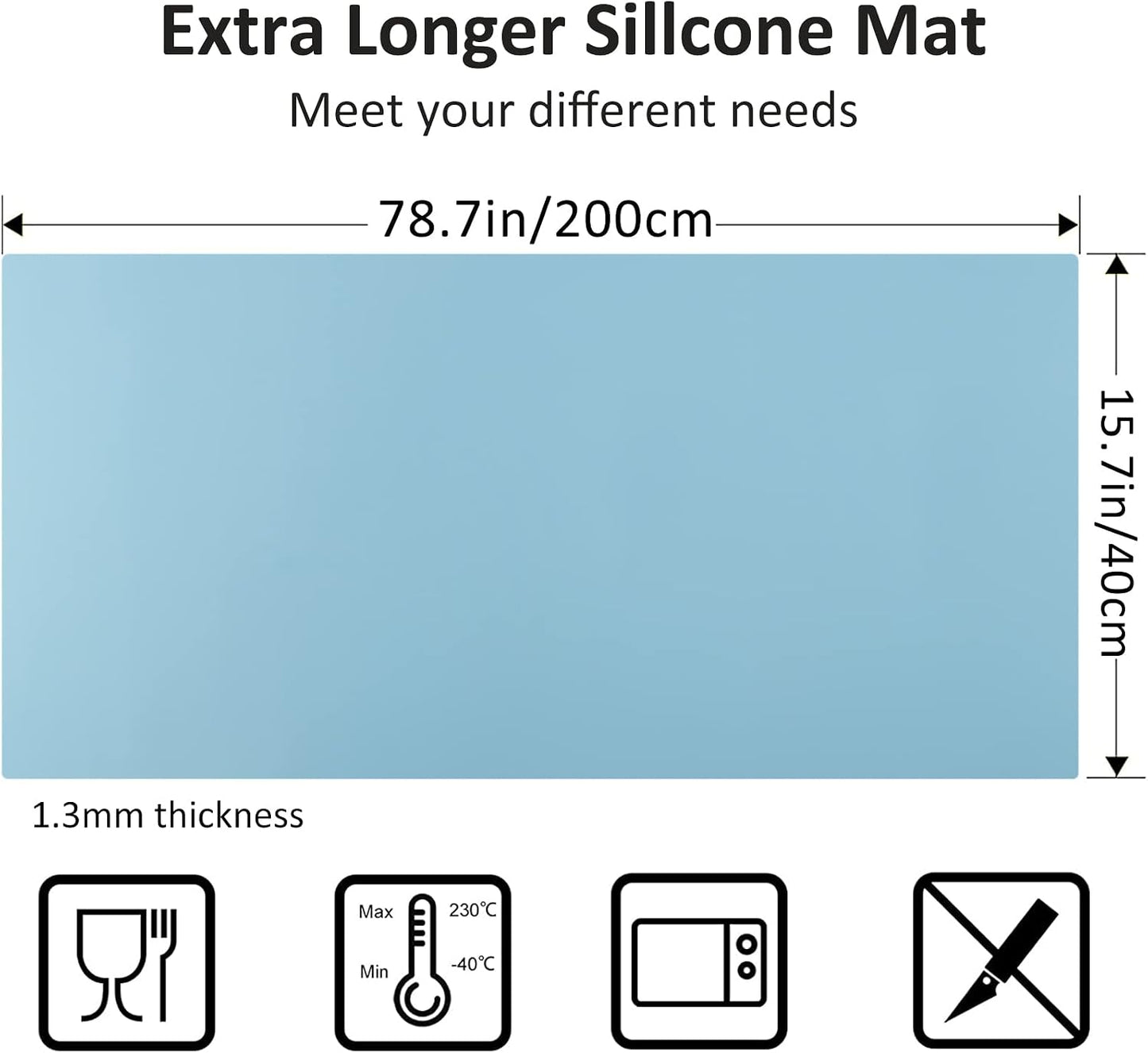 Silicone Mats for Kitchen Counter Thicker Extra Large Heat Resistant Mats Countertop Protector Liners for Bottom of Oven Air Fryer Coffee Maker, 24" x 16" x 2 mm, Translucent