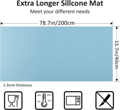 Silicone Mats for Kitchen Counter Thicker Extra Large Heat Resistant Mats Countertop Protector Liners for Bottom of Oven Air Fryer Coffee Maker, 24" x 16" x 2 mm, Translucent
