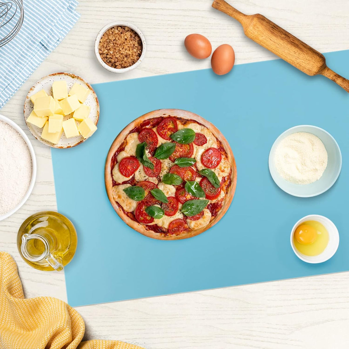 Silicone Mats for Kitchen Counter Thicker Extra Large Heat Resistant Mats Countertop Protector Liners for Bottom of Oven Air Fryer Coffee Maker, 24" x 16" x 2 mm, Translucent