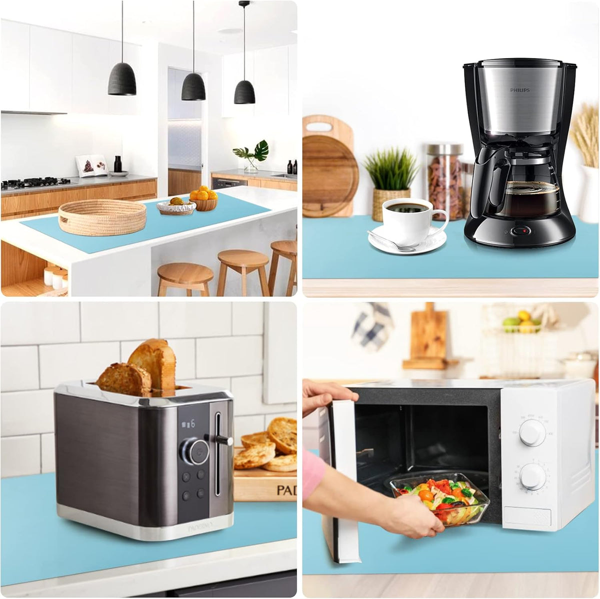 Silicone Mats for Kitchen Counter Thicker Extra Large Heat Resistant Mats Countertop Protector Liners for Bottom of Oven Air Fryer Coffee Maker, 24" x 16" x 2 mm, Translucent