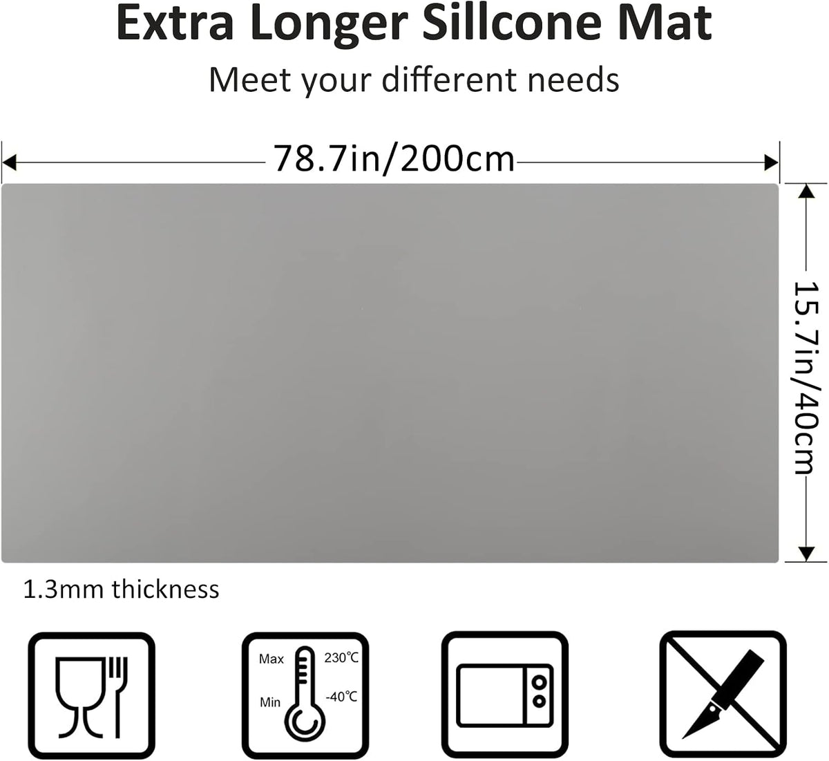 Silicone Mats for Kitchen Counter Thicker Extra Large Heat Resistant Mats Countertop Protector Liners for Bottom of Oven Air Fryer Coffee Maker, 24" x 16" x 2 mm, Translucent