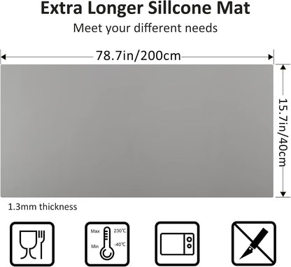 Silicone Mats for Kitchen Counter Thicker Extra Large Heat Resistant Mats Countertop Protector Liners for Bottom of Oven Air Fryer Coffee Maker, 24" x 16" x 2 mm, Translucent