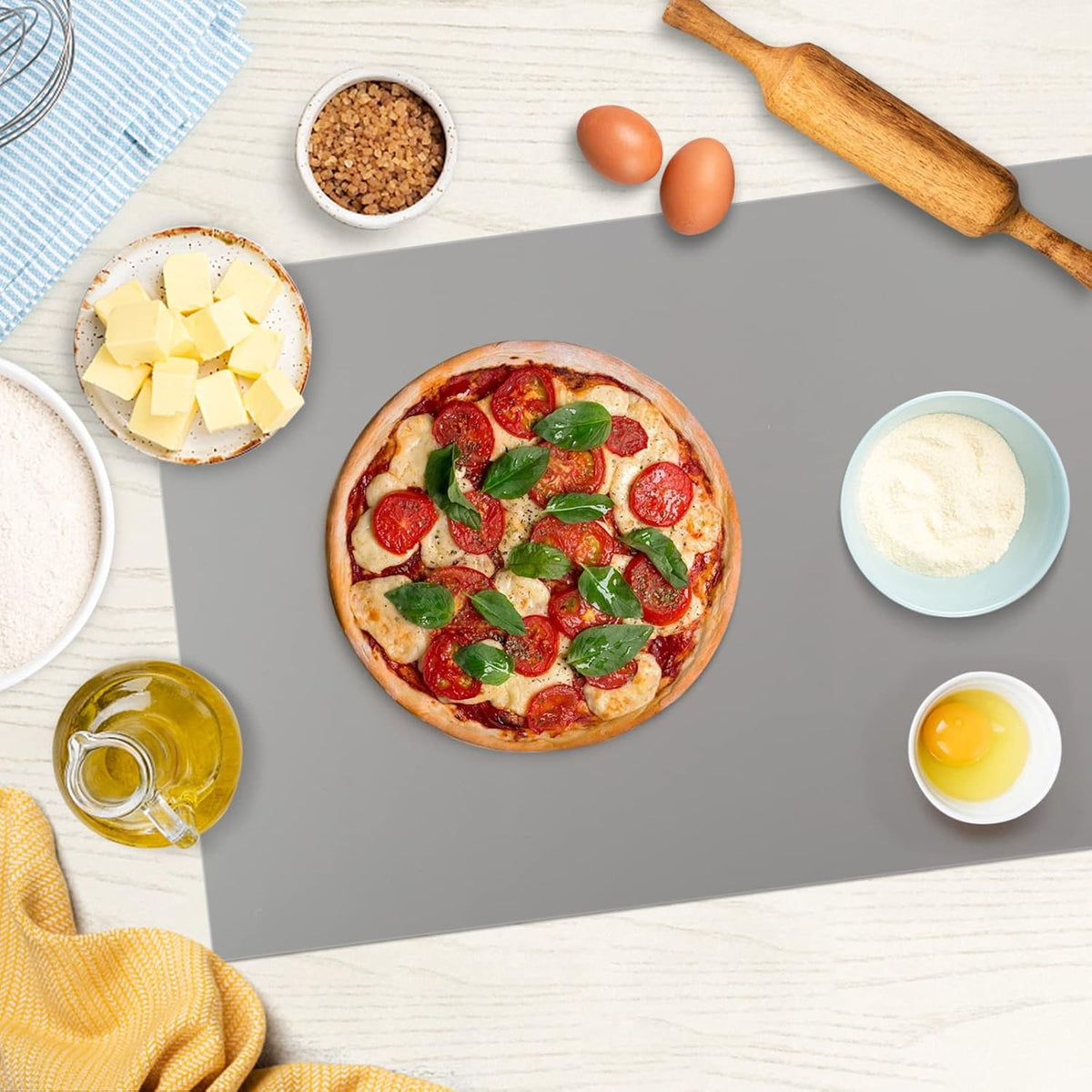 Silicone Mats for Kitchen Counter Thicker Extra Large Heat Resistant Mats Countertop Protector Liners for Bottom of Oven Air Fryer Coffee Maker, 24" x 16" x 2 mm, Translucent