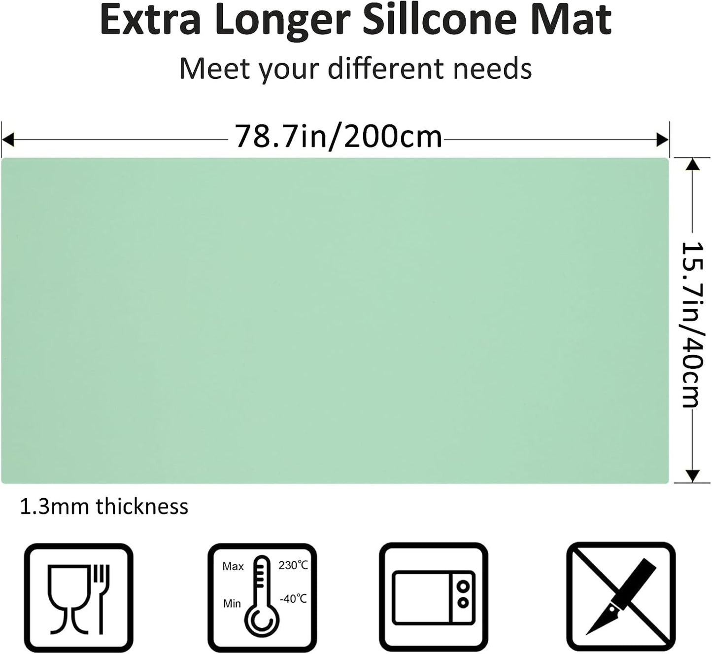 Silicone Mats for Kitchen Counter Thicker Extra Large Heat Resistant Mats Countertop Protector Liners for Bottom of Oven Air Fryer Coffee Maker, 24" x 16" x 2 mm, Translucent