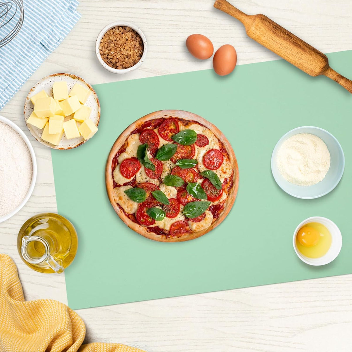 Silicone Mats for Kitchen Counter Thicker Extra Large Heat Resistant Mats Countertop Protector Liners for Bottom of Oven Air Fryer Coffee Maker, 24" x 16" x 2 mm, Translucent