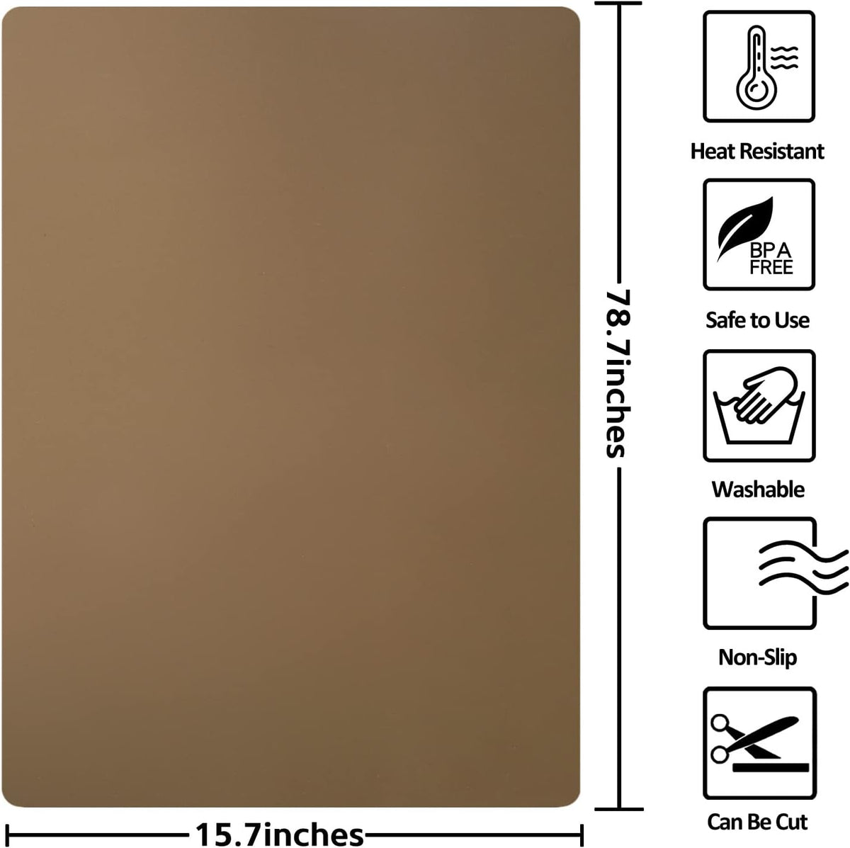 Silicone Mats for Kitchen Counter Thicker Extra Large Heat Resistant Mats Countertop Protector Liners for Bottom of Oven Air Fryer Coffee Maker, 24" x 16" x 2 mm, Translucent