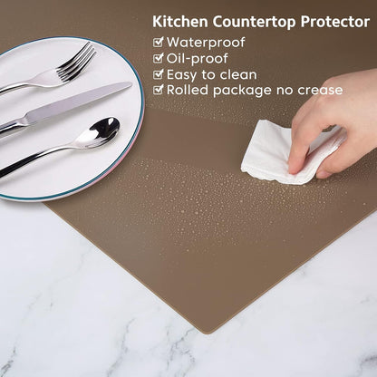 Silicone Mats for Kitchen Counter Thicker Extra Large Heat Resistant Mats Countertop Protector Liners for Bottom of Oven Air Fryer Coffee Maker, 24" x 16" x 2 mm, Translucent