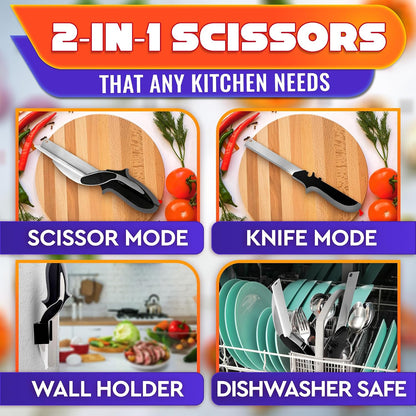 Stainless Steel Poultry Shears, Hardened Blades, Safety Lock | Heavy Duty Kitchen Shears for Food with Nutcracker and Fish Descaler; Spring-Loaded to Cut Chicken, Turkey, Meat and Bone