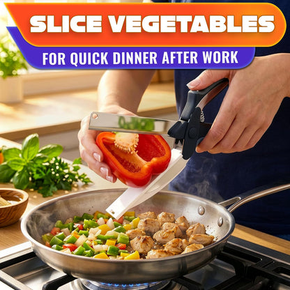 Stainless Steel Poultry Shears, Hardened Blades, Safety Lock | Heavy Duty Kitchen Shears for Food with Nutcracker and Fish Descaler; Spring-Loaded to Cut Chicken, Turkey, Meat and Bone
