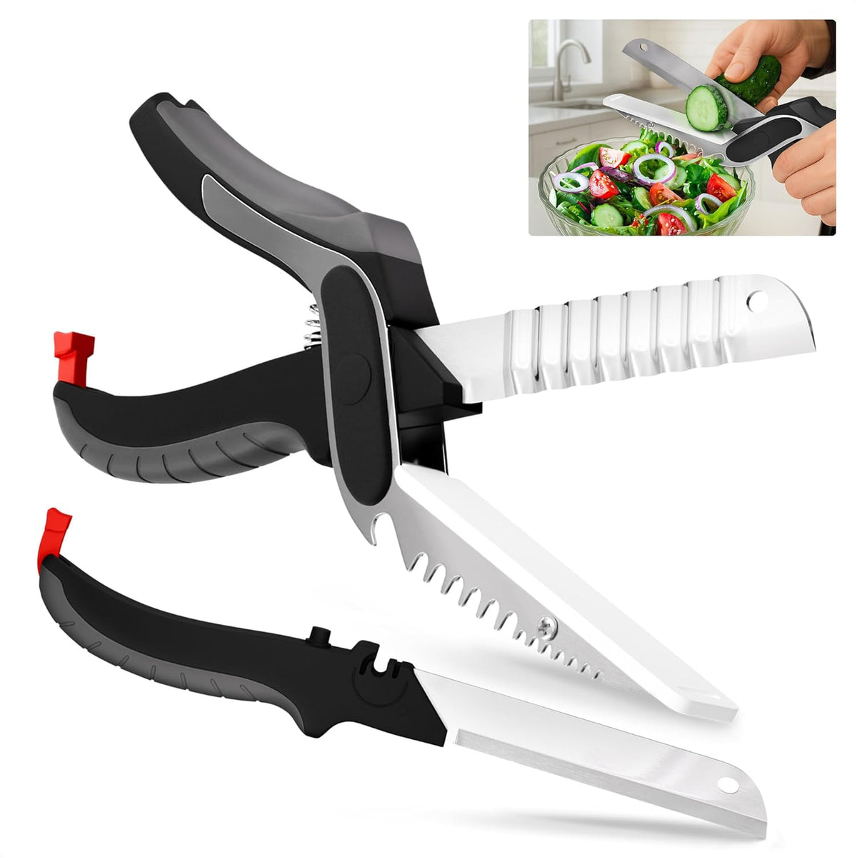 Stainless Steel Poultry Shears, Hardened Blades, Safety Lock | Heavy Duty Kitchen Shears for Food with Nutcracker and Fish Descaler; Spring-Loaded to Cut Chicken, Turkey, Meat and Bone